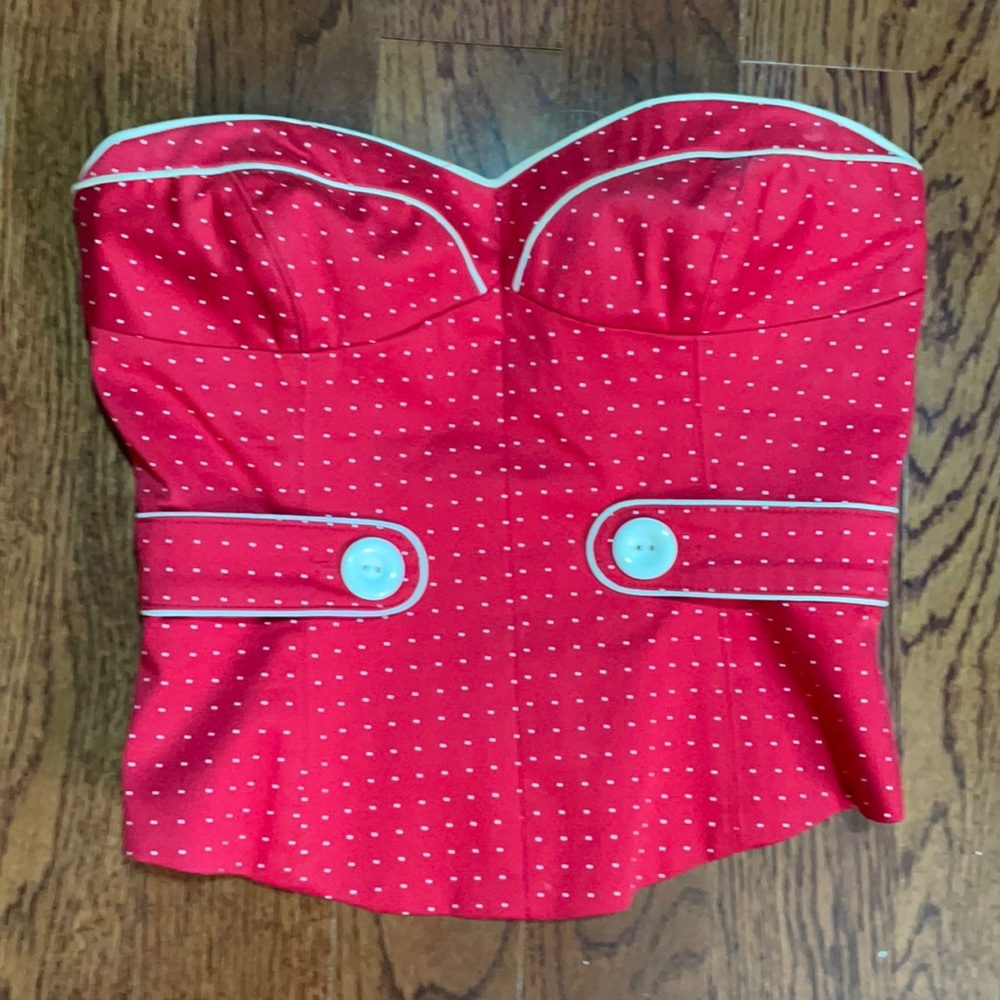Red sassy polka dot tube top! sz 4